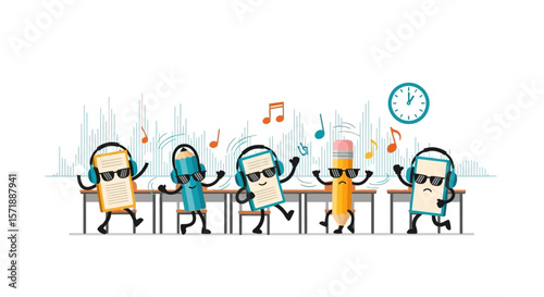 Cool Education: Animated Stationery Figures Dancing To Music In The Classroom
