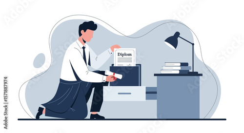 Disappointment After Education: A Graduate Discards His Diploma At The Workplace