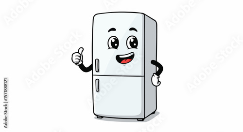 Happy Refrigerator Mascot Giving Thumbs Up