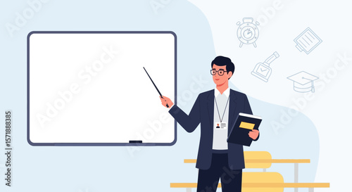 Experienced Professor Presenting Lesson On Whiteboard In Classroom Setting