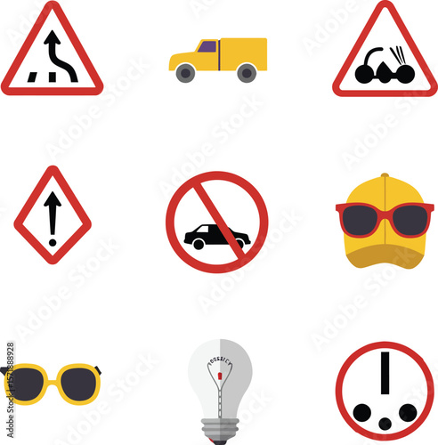 Road Signs and Driving Icons Collection.

