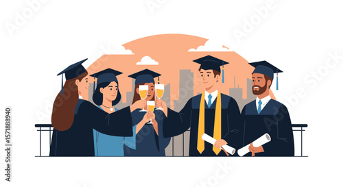 Graduation Celebration With Friends Celebrating Achievements And Future Success