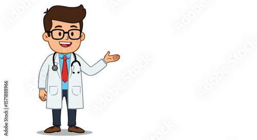  Friendly Cartoon Doctor Presenting or Explaining