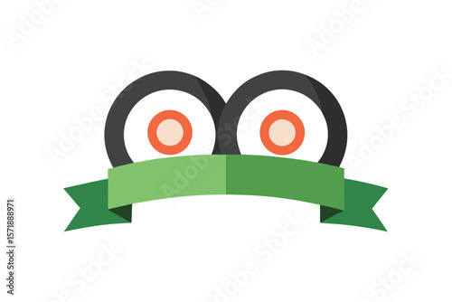 Sushi Rolls With Clean Label Ribbon Under Them On White Background