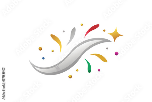 Shiny Metallic Paint Strokes With Party Themed Accents