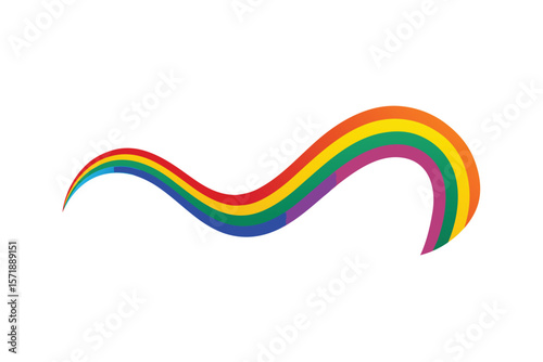 Rainbow Colored Ribbon Waves Flowing From Sides Minimal Design