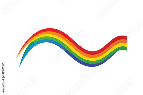 Rainbow Colored Ribbon Waves Flowing From Sides Minimal Design