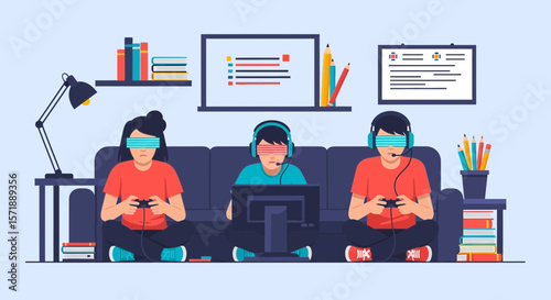 Family Enjoying Video Games Together In The Living Room At Home
