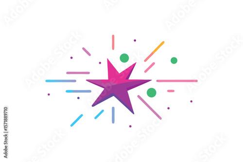 Glowing Neon Color Splash With Digital Star Particles