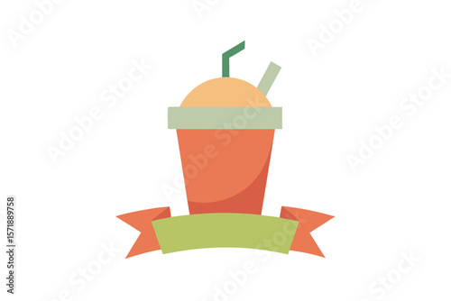 Fruit Smoothie Glass With Banner Wrapping Around