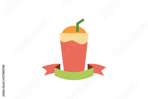Fruit Smoothie Glass With Banner Wrapping Around