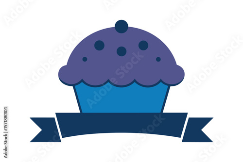 Blueberry Muffin With Banner Overlay For Text On