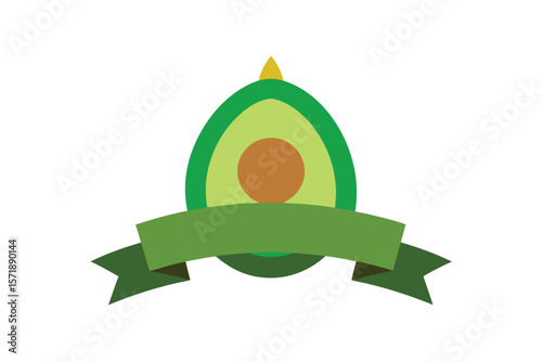 Avocado With Ribbon Banner Across The Bottom Half