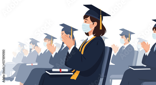 Graduation Ceremony With Face Masks During Pandemic Times Educational