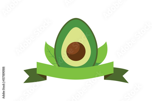Avocado With Ribbon Banner Across The Bottom Half