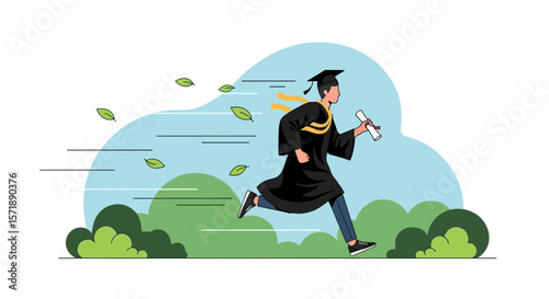 Graduation Day: A Graduate's Exciting Dash Towards Future Success And Opportunities