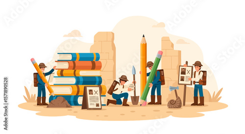 Education Explorers Discovering Ancient Knowledge With Learning Tools And Research Materials