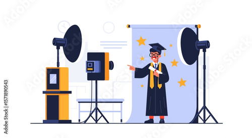 Graduation Day Photo Booth Session Featuring Proud Graduate In Academic Regalia