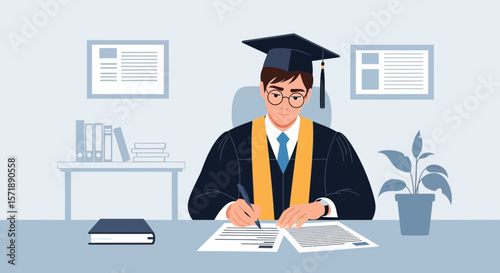 Graduation Day Preparation Man Ready For Future Career Opportunities