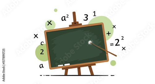 Educational Blackboard With Math Symbols For Learning Concepts And Teaching Lessons