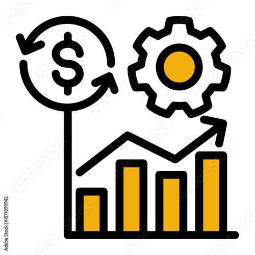 Economic Activity Cycle Icon from Accounting Icon Collection (Outline Color Lineal Style)