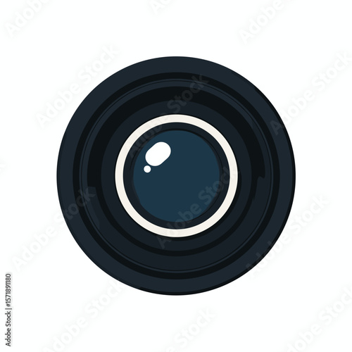 Camera lens vector icon representing photography, video recording and digital technology
