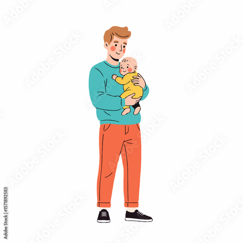 A father holding his baby in a warm and caring embrace at home, expressing love, trust, and emotional connection