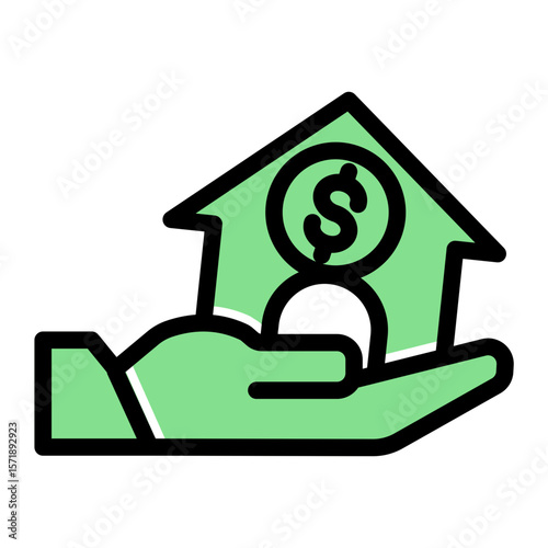 Real Estate Property Loan Icon from Accounting Icon Collection (Solid Color Lineal Style)