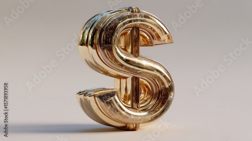 Gold currency symbol isolated on flat neutral background 