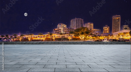 Fototapeta Naklejka Na Ścianę i Meble -  outdoor road skyline city building landscape sky night moon cityscape street travel
