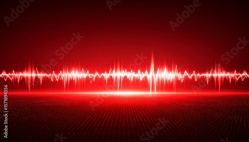 Red glowing sound waves over a dotted red surface
