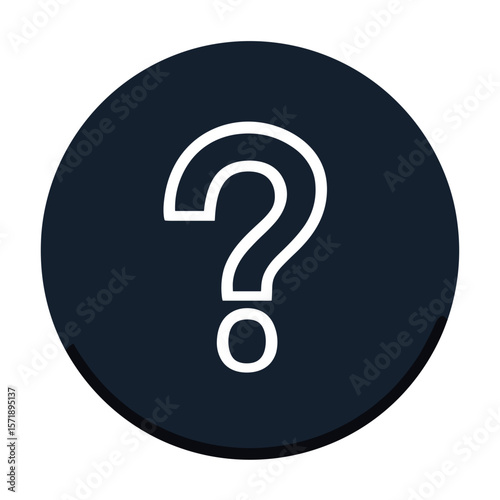 Question mark icon inside dark circle representing help, support and inquiry
