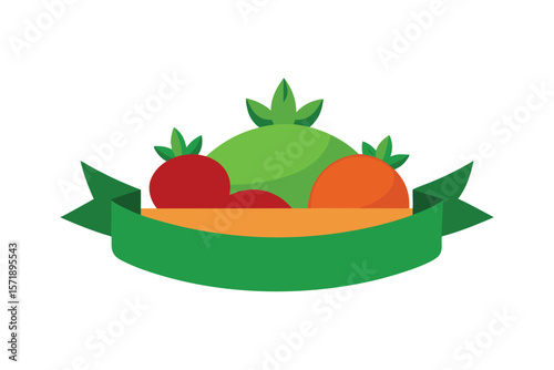 Vegetable Platter With Curled Ribbon In Front On White