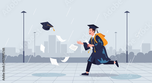 Graduation Joy Turns Into An Unexpected Dash In The City Rainy Weather