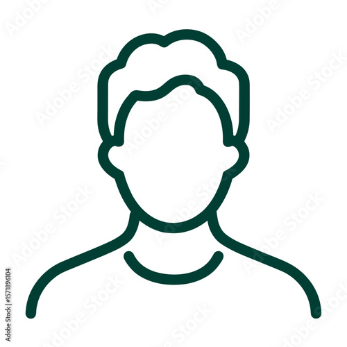 User profile icon with male silhouette in outline style, minimal and clean design
