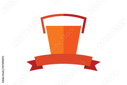 Glass Of Juice With Label Banner Across Cup On White Background