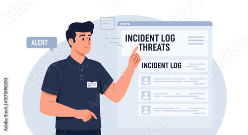 Security Professional Analyzing Incident Log And Identifying Threats on Screen