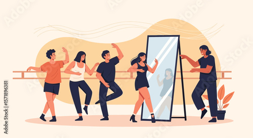 People Dancing Together in a Dance Studio Practicing and Learning New Moves
