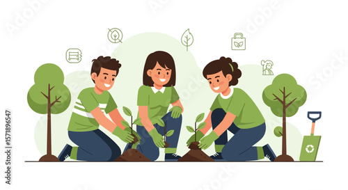 People Planting Trees Together For Environmental Protection Initiative Project