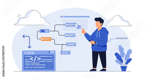 Software Engineer Explaining Ci/Cd Pipeline and Automation Development Process