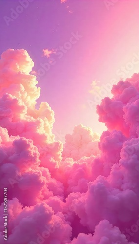 Looking up at a vibrant pink sky, clouds softly painted, a dreamy, hopeful perspective Perfect for feminine branding, websites, and dreamy aesthetics , airy, magenta