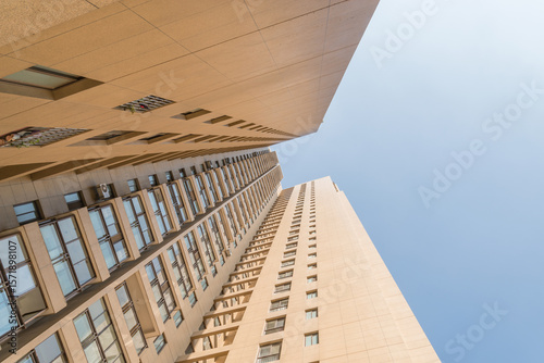 Exterior view of the modern tall house.