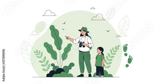 Mother And Daughter Exploring Nature Together Enjoying Outdoor Adventures