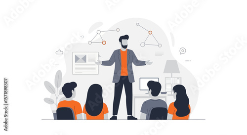 Professional Business Training Seminar With Teamwork Presentation and Education
