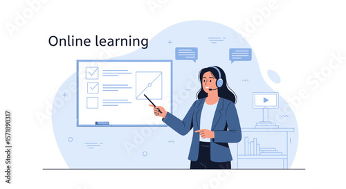 Woman Instructor Explaining Chart During Online Class Meeting
