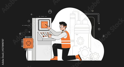 Industrial Automated Systems Engineer Monitoring Process With Digital Technology