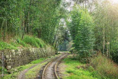 Narrow-gauge railway from Yuejin to Bagou in the jungle. Jiayang Mining Region. Sichuan province.