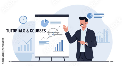 Professional Man Giving A Presentation On Business Strategy And Financial Growth