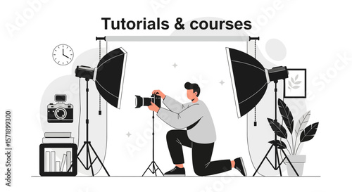 Professional Photographer Shooting In The Studio For Tutorials And Courses