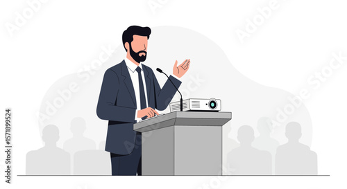 Professional Presenter Delivering Keynote Address At Conference Or Corporate Event